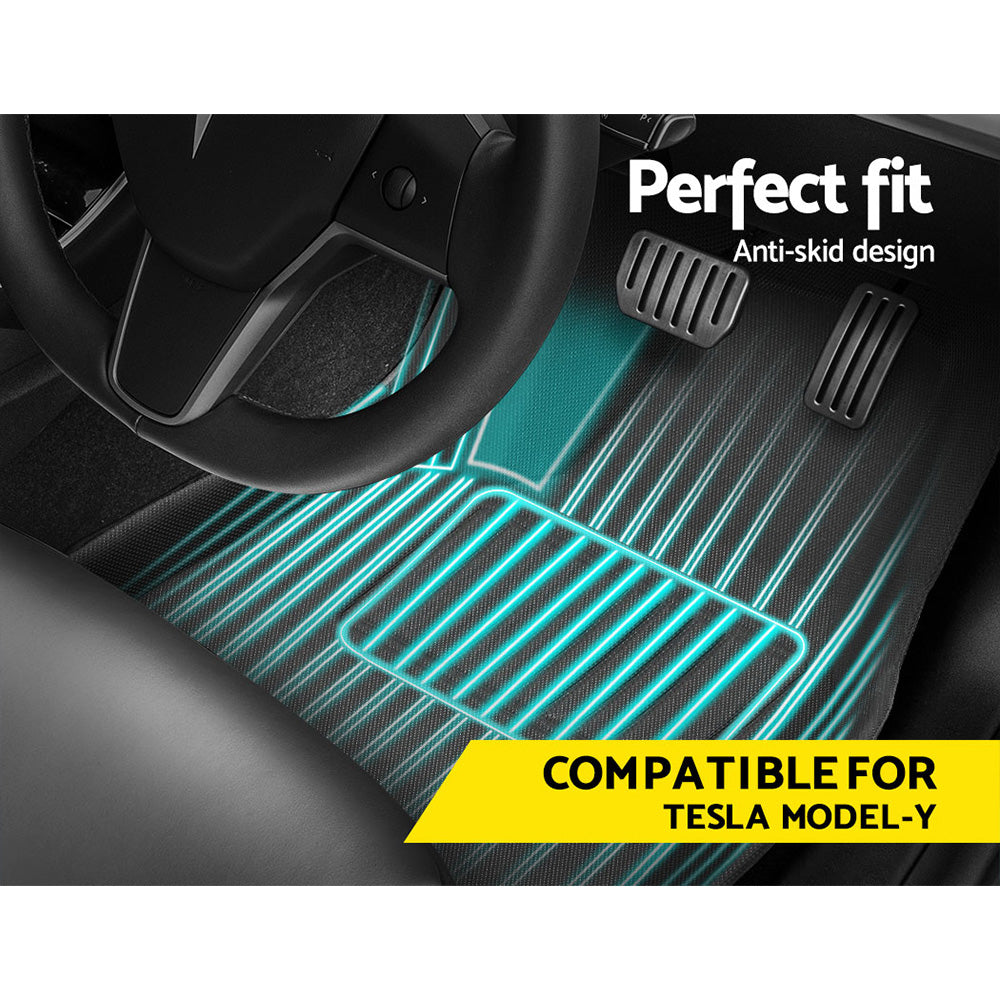 Weisshorn Tesla Model Y Rubber Mats Carpets Front Rear Set RHD 21-24 3