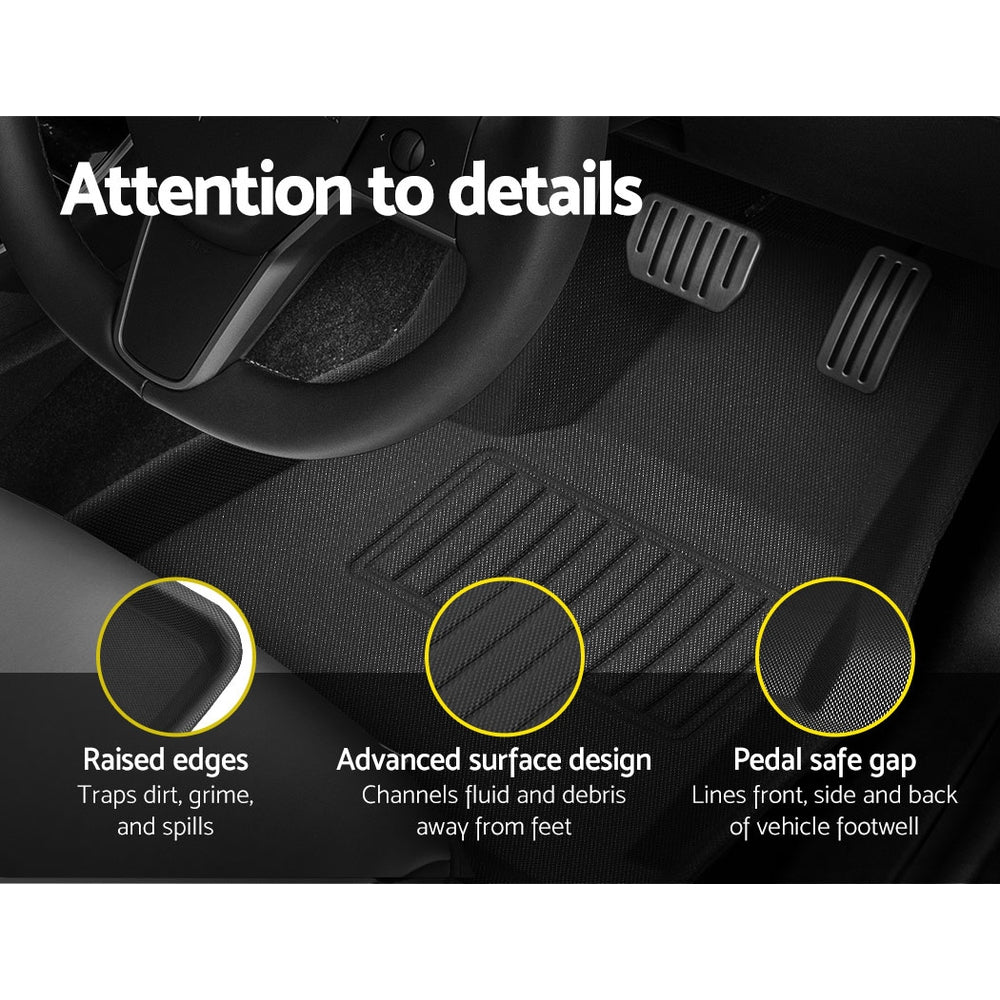 Weisshorn Tesla Model Y Rubber Mats Carpets Front Rear Set RHD 21-24 5