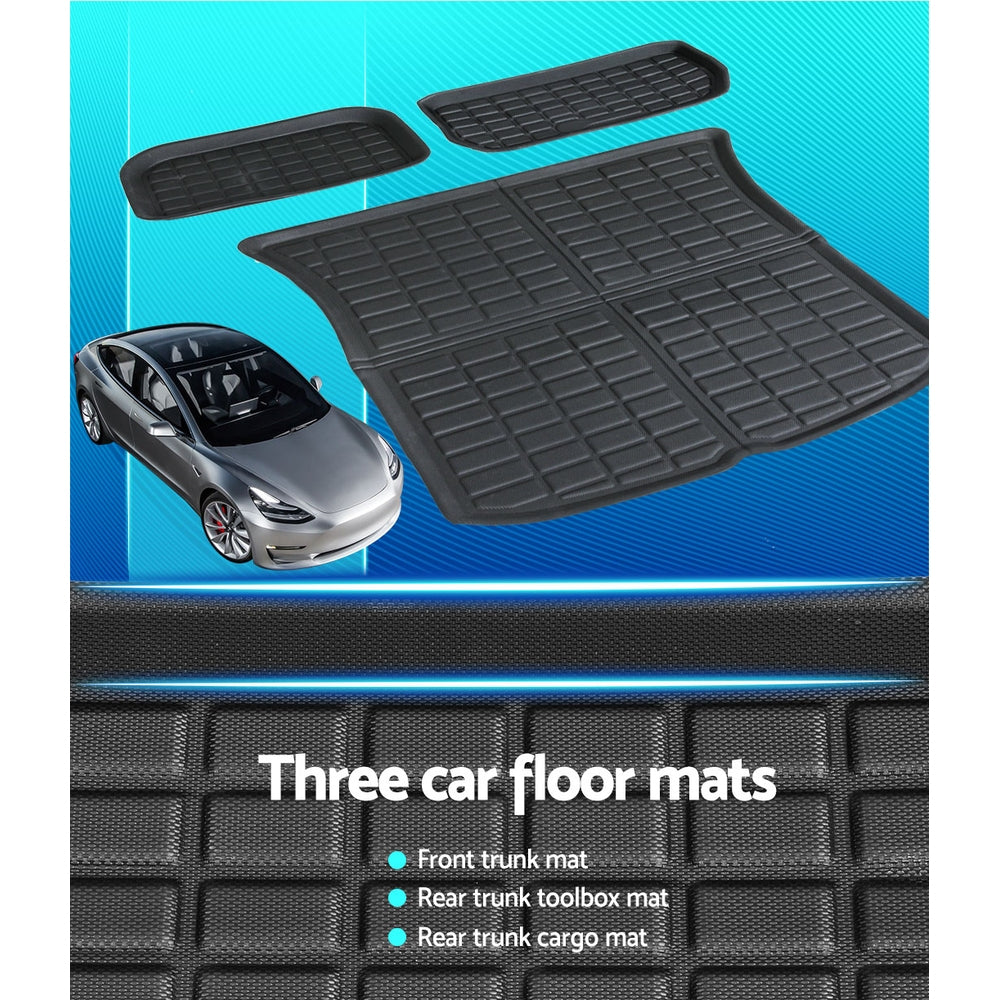 Tesla Model Y 2021-2024 Rear Well Front Cargo Trunk Toolbox Boot Liner Floor Mat 3