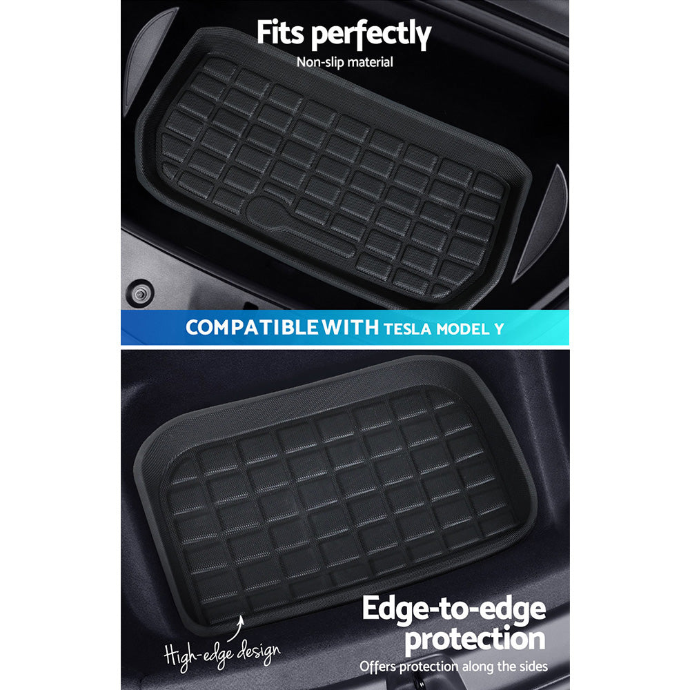 Tesla Model Y 2021-2024 Rear Well Front Cargo Trunk Toolbox Boot Liner Floor Mat 5