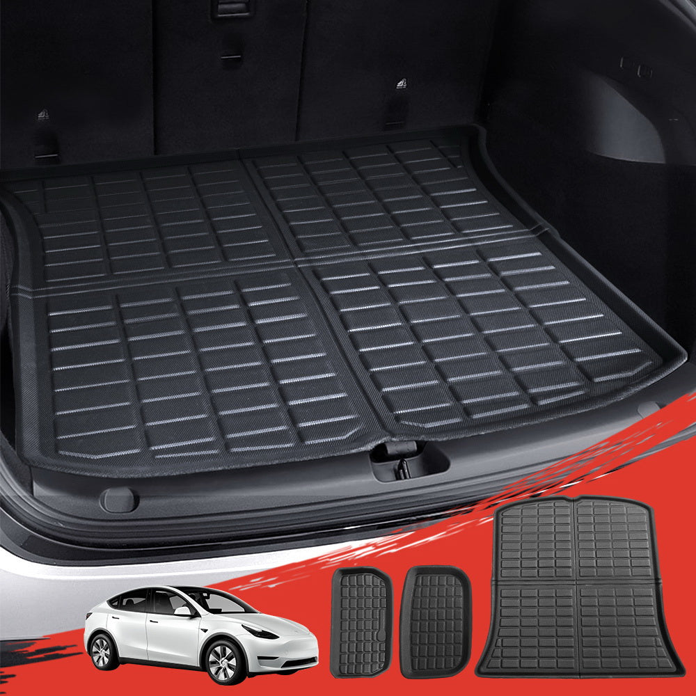 Tesla Model Y 2021-2024 Rear Well Front Cargo Trunk Toolbox Boot Liner Floor Mat 6
