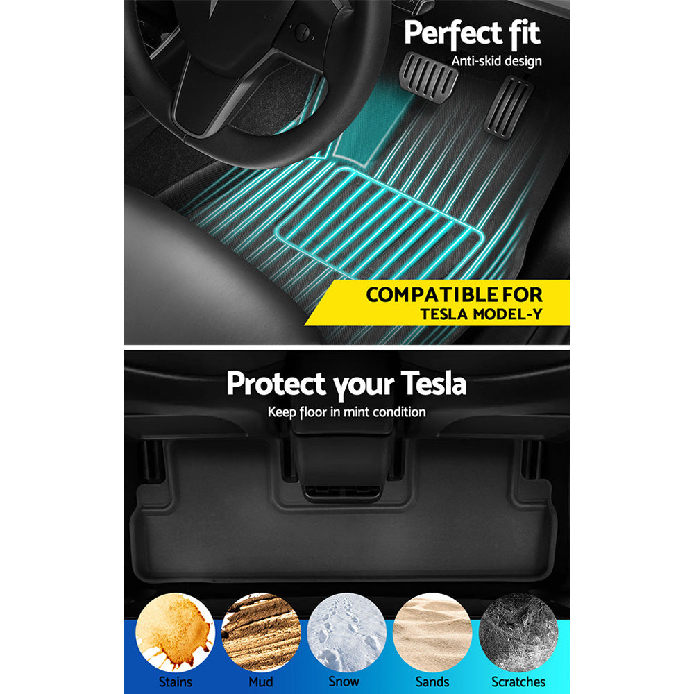 Weisshorn Car Rubber Floor Trunk Toolbox Cargo Mats for Tesla Model Y 2021-2023 5