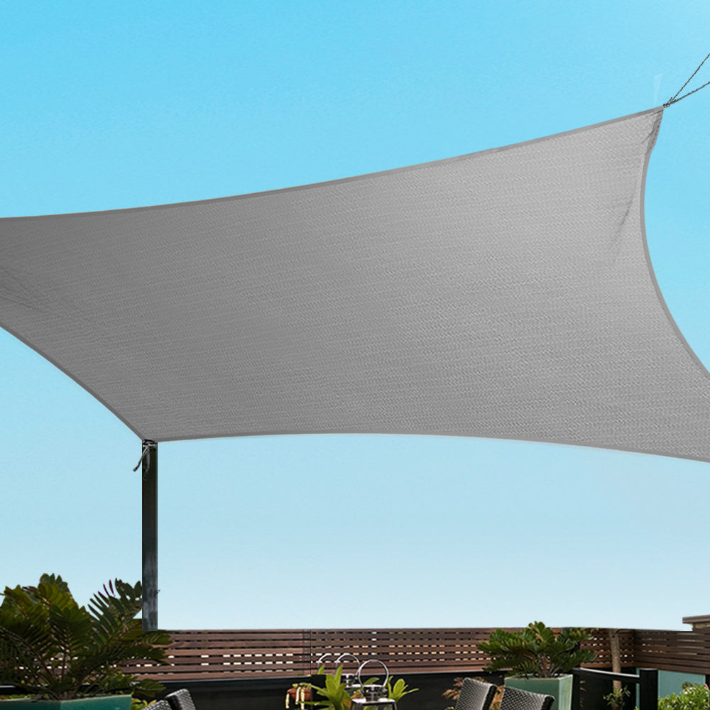 Instahut Shade Sail 3x3m Square 280GSM 98% Grey Shade Cloth 7