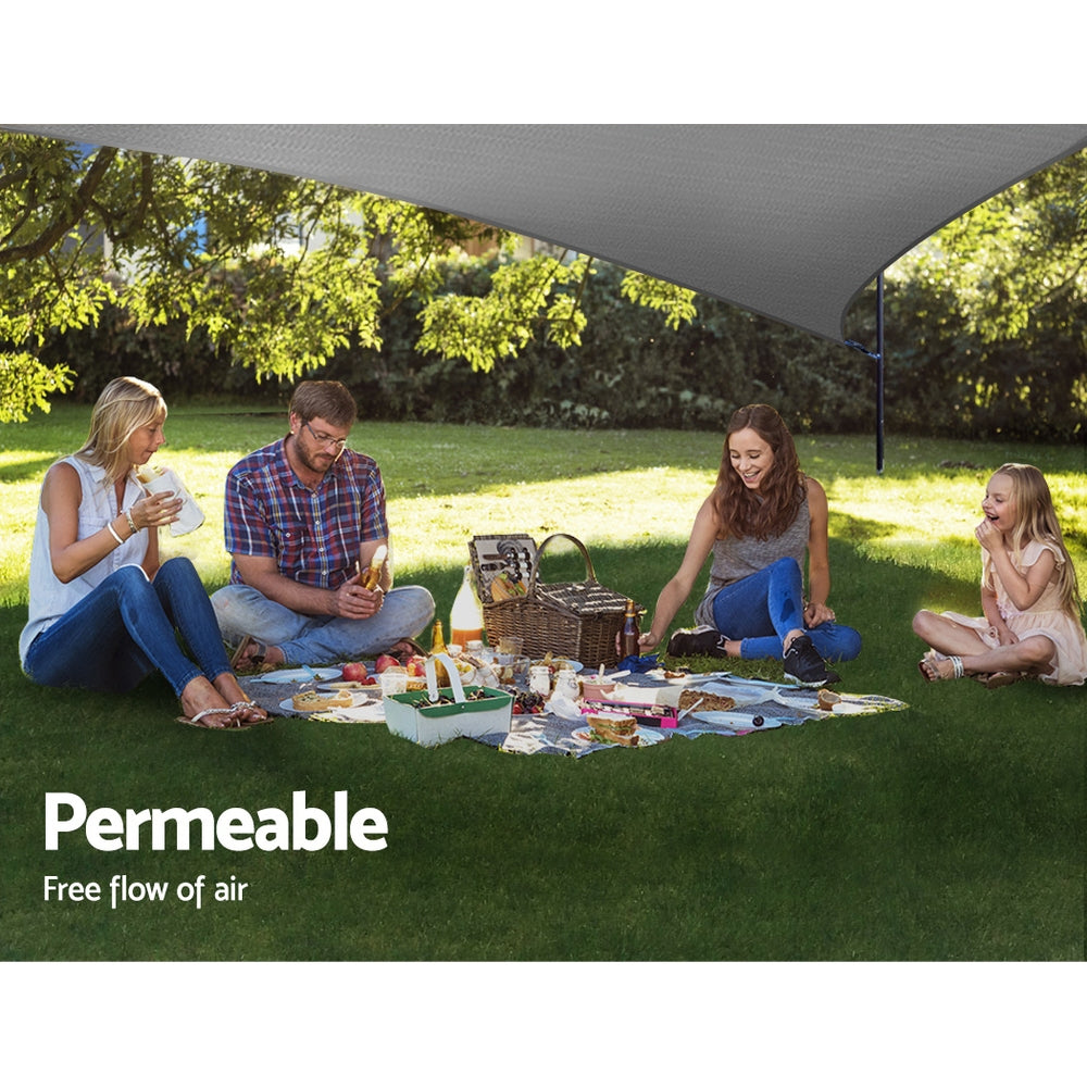 Instahut Shade Sail 3x3x4.3m Triangle 280GSM 98% Grey Shade Cloth 7