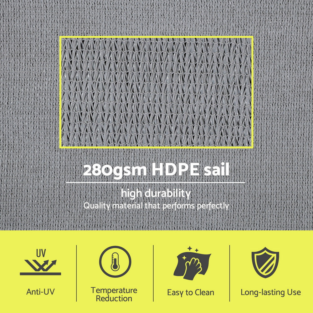 Instahut Sun Shade Sail Shadecloth Canopy Rectangle 280gsm 4x6m 4