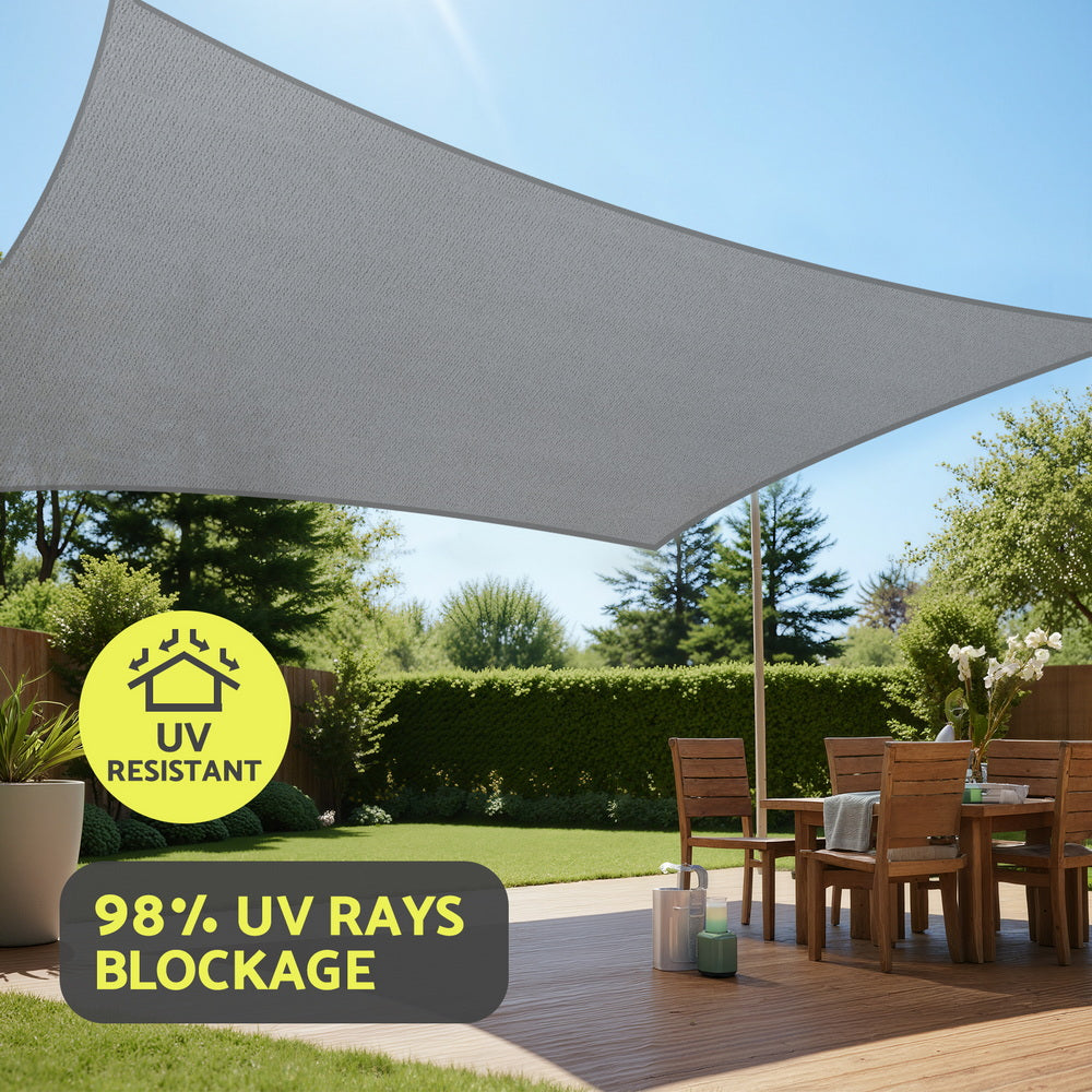 Instahut Sun Shade Sail Shadecloth Canopy Rectangle 280gsm 4x6m 5