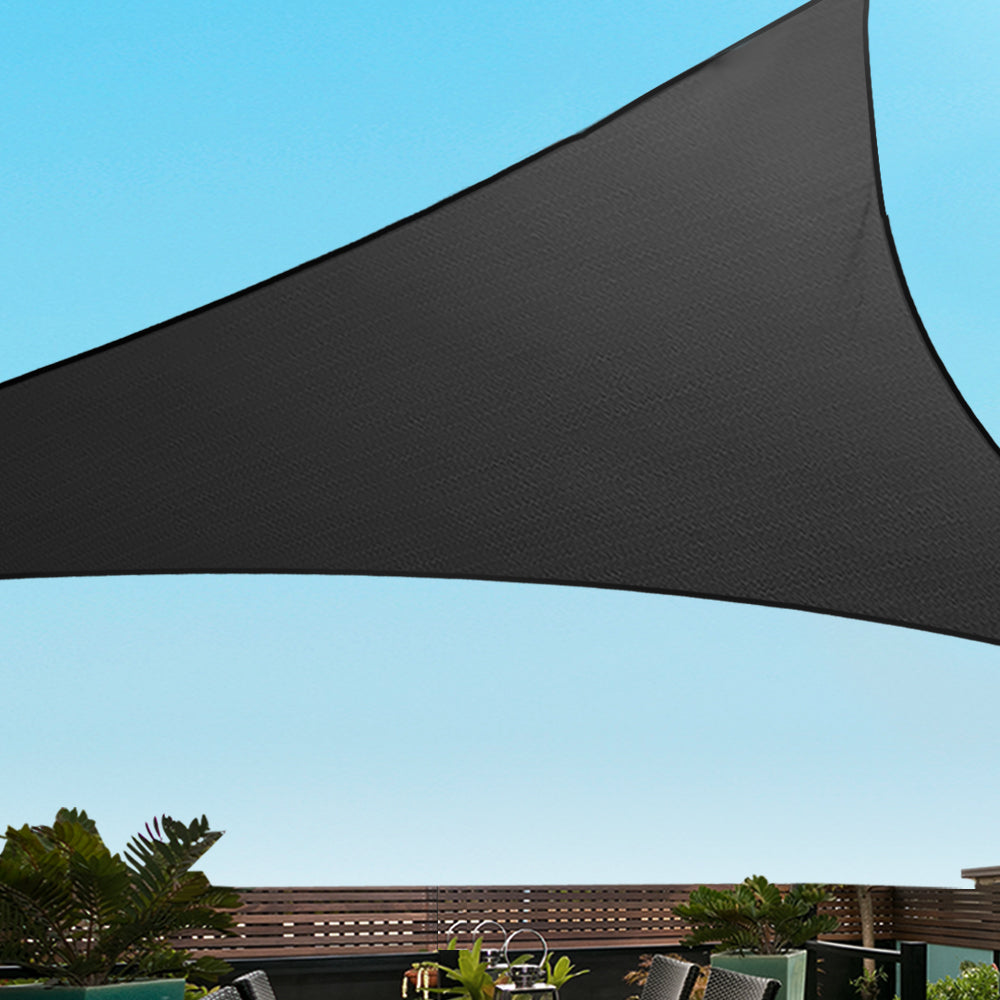 Instahut Shade Sail 5x5x5m Triangle 280GSM 98% Black Shade Cloth 7