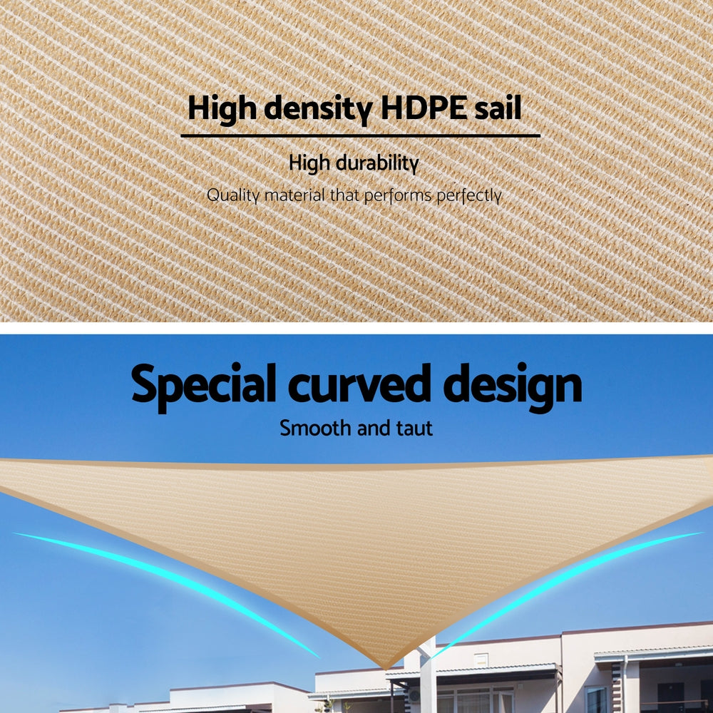 Instahut Shade Sail Cloth Shadecloth Triangle Sun Canopy 3.6x3.6x3.6M 4