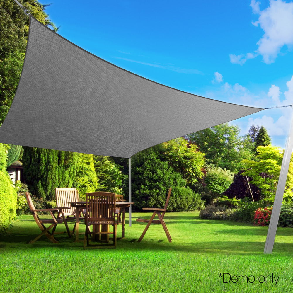 Instahut Shade Sail 3x5m Rectangle 280GSM 98% Grey Shade Cloth 7