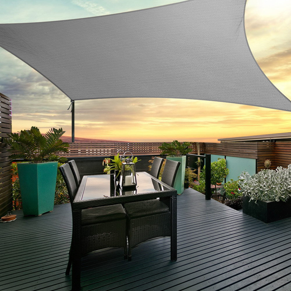 Instahut Shade Sail 3x5m Rectangle 280GSM 98% Grey Shade Cloth 8