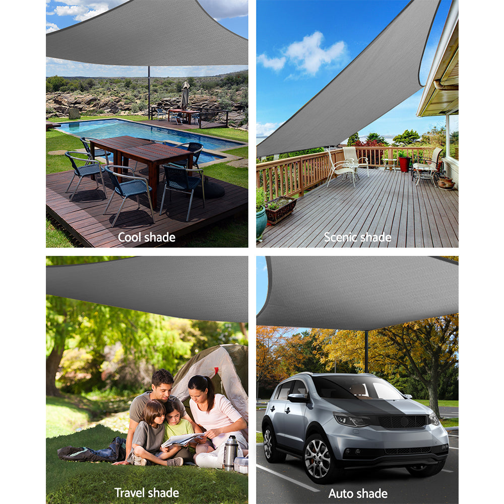 Instahut Shade Sail 6x6m Rectangle 280GSM 98% Grey Shade Cloth 4