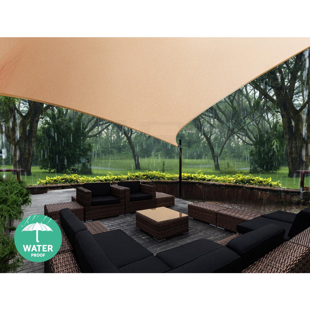 Instahut Waterproof Shade Sail 5x5x5m Rectangle Sand 95% Shade Cloth 5