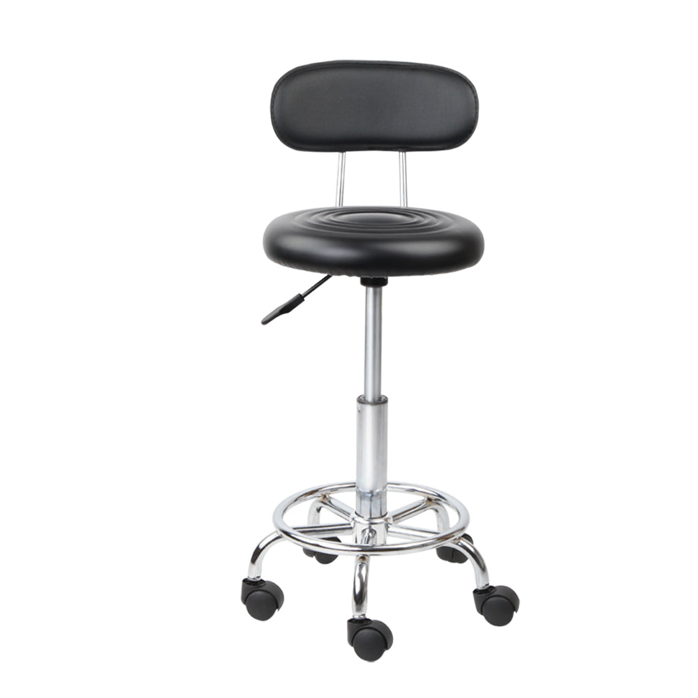 Artiss Salon Stool Swivel Chair Backrest Black 3