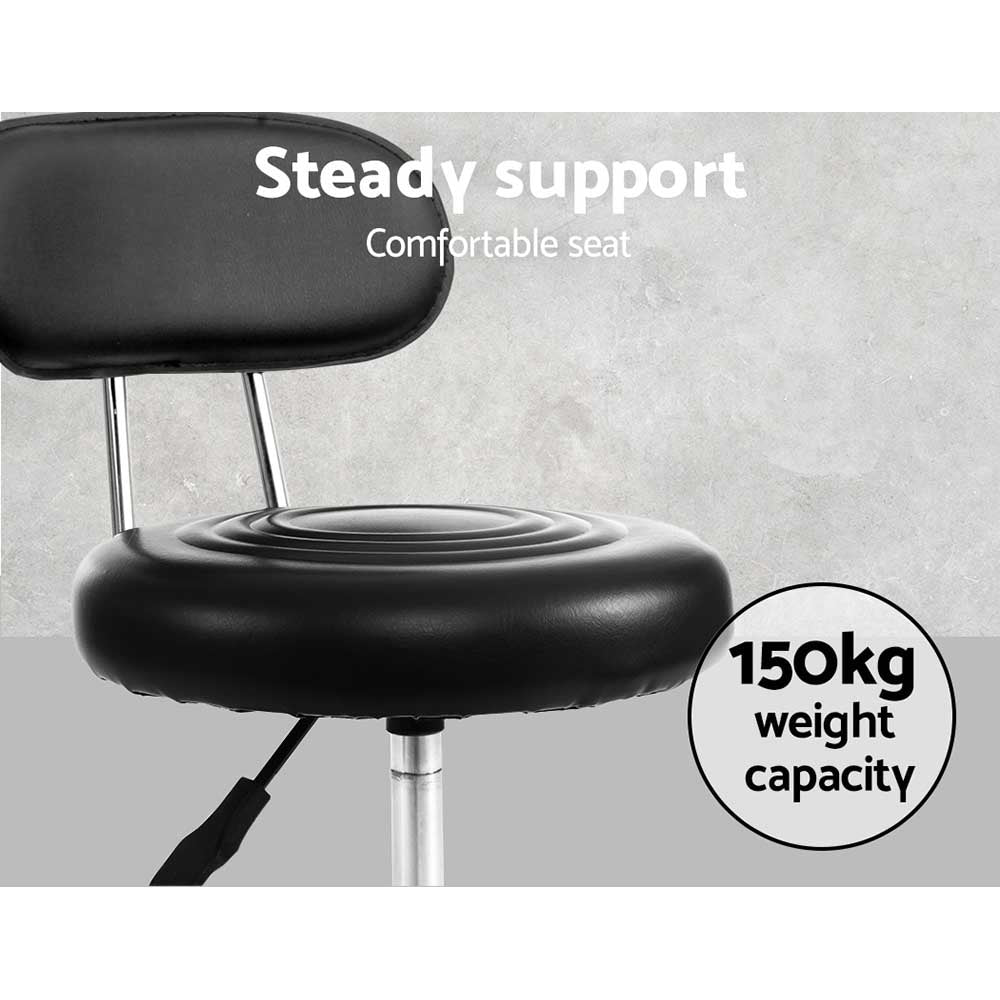 Artiss 2x Salon Stool Swivel Chair Backrest Black 5