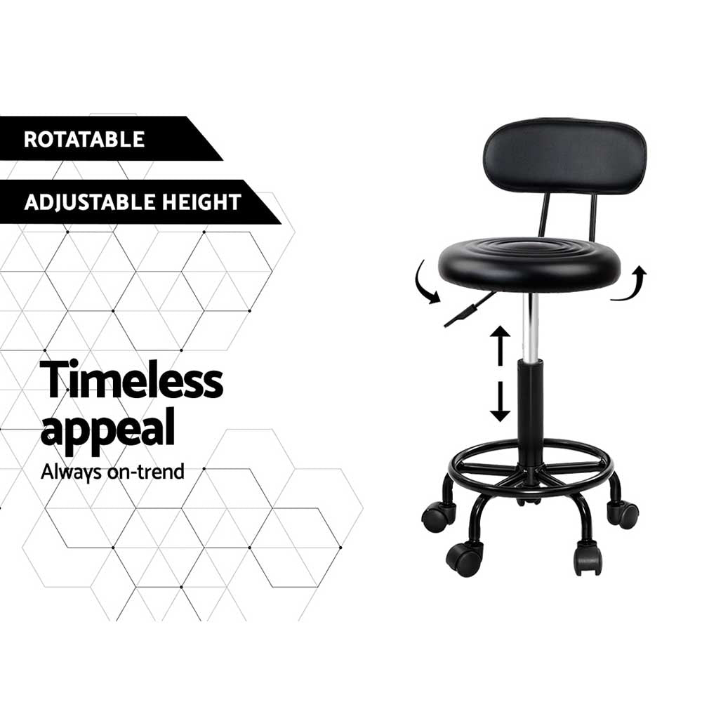 Artiss 2x Salon Stool Swivel Chair Backrest 4