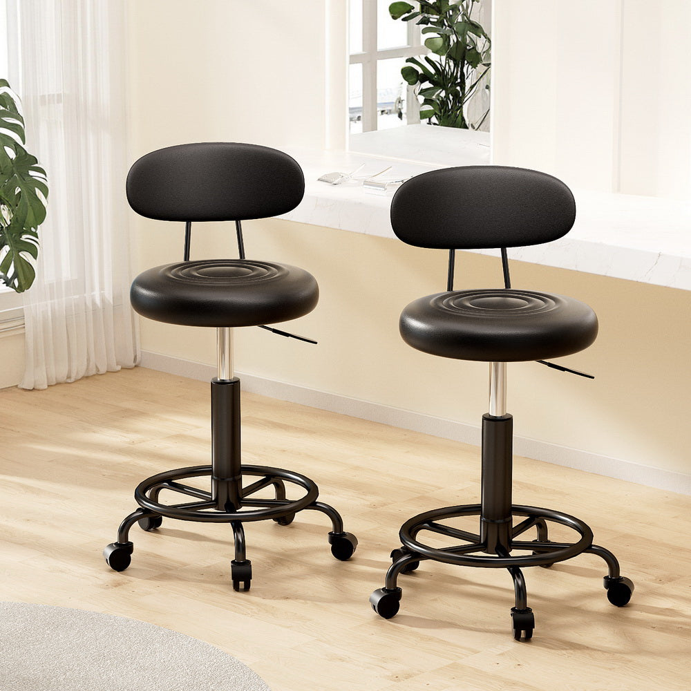 Artiss 2x Salon Stool Swivel Chair Backrest 7