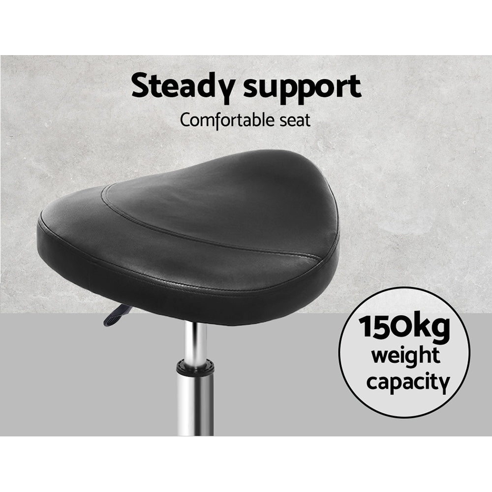 Artiss 2x Salon Stool Saddle Swivel Chair Black 5