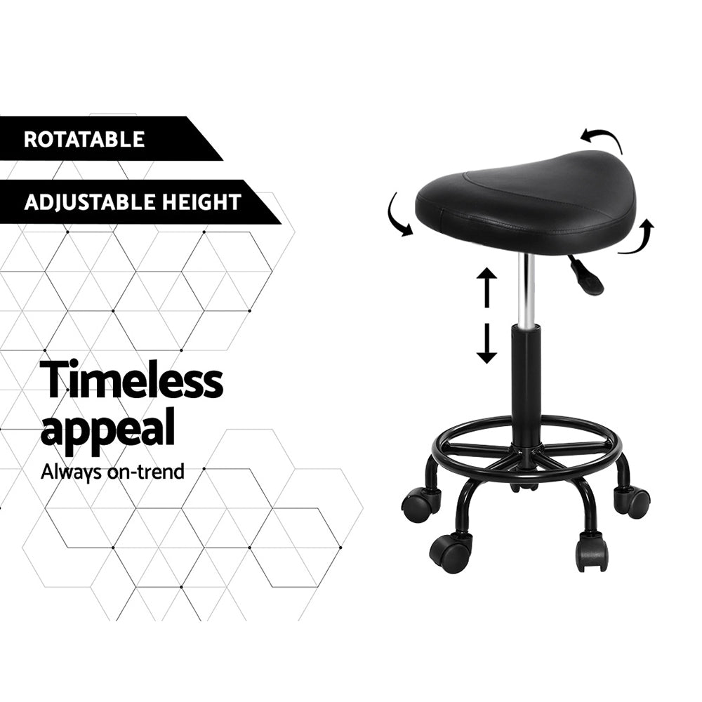 Artiss Salon Stool Saddle Swivel Chair 5