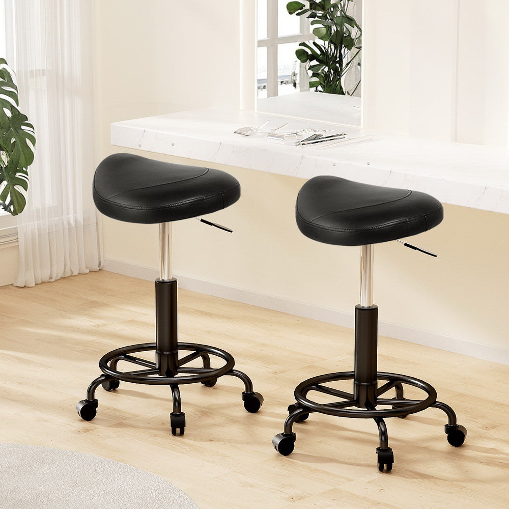 Artiss 2x Salon Stool Saddle Swivel Chair 7