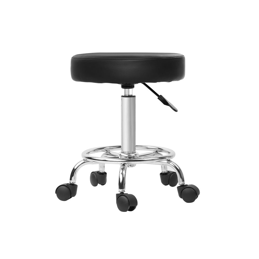 Artiss Salon Stool Round Swivel Chair Black 4