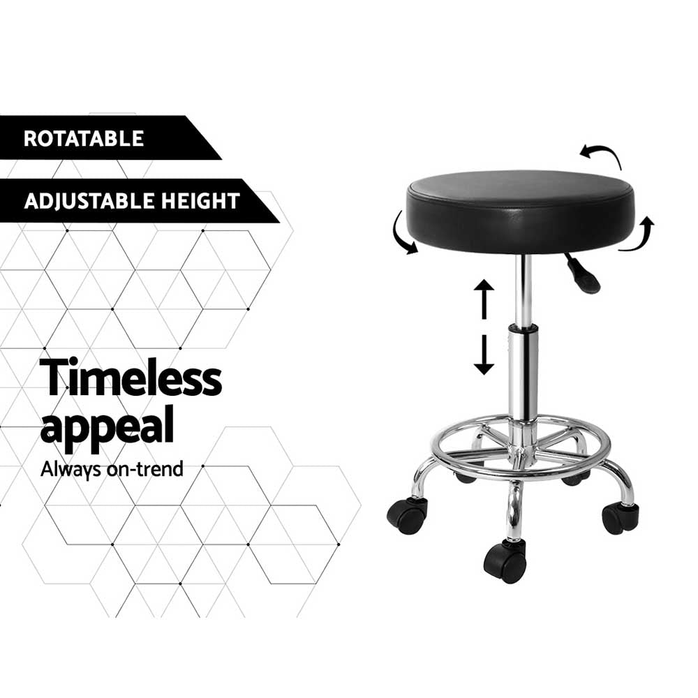 Artiss Salon Stool Round Swivel Chair Black 5
