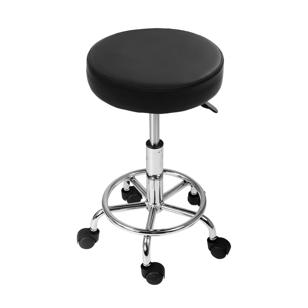 Artiss 2x Salon Stool Round Swivel Chair Black 3