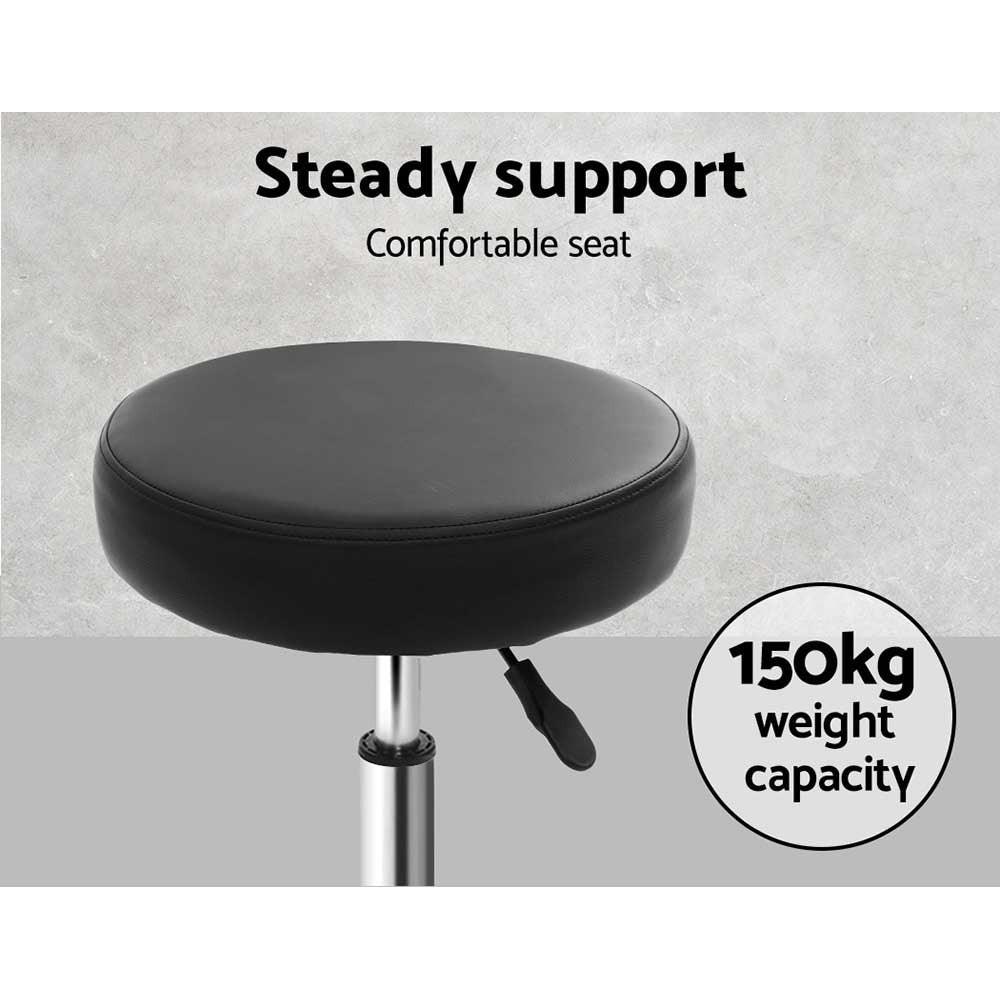 Artiss 2x Salon Stool Round Swivel Chair Black 5