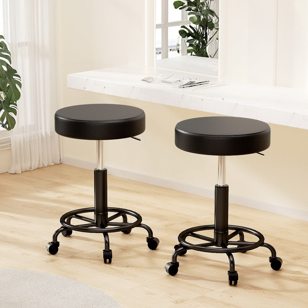 Artiss 2x Salon Stool Round Swivel Chair 7