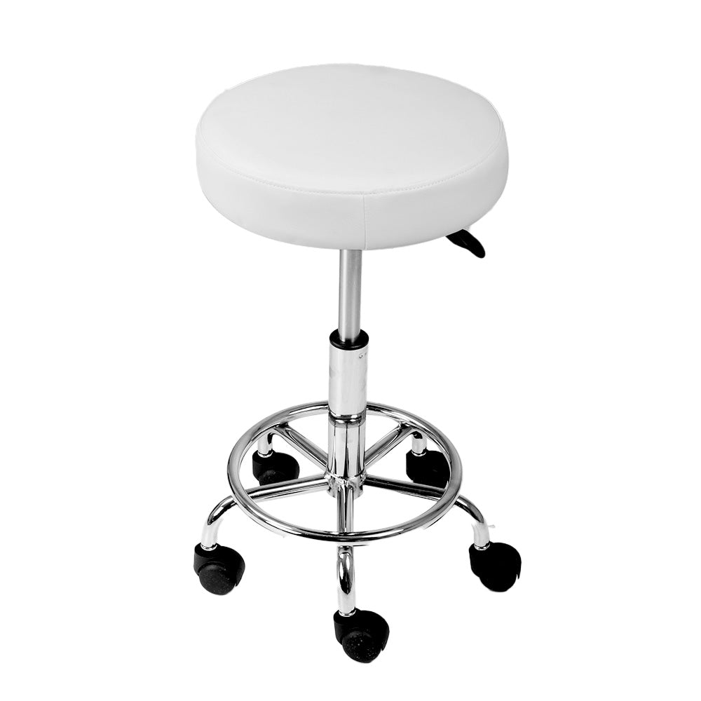 Artiss Salon Stool Round Swivel Chair White 3