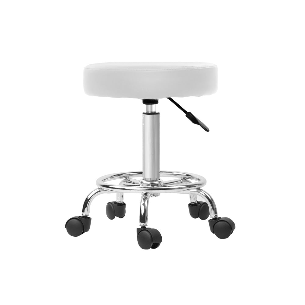 Artiss Salon Stool Round Swivel Chair White 4