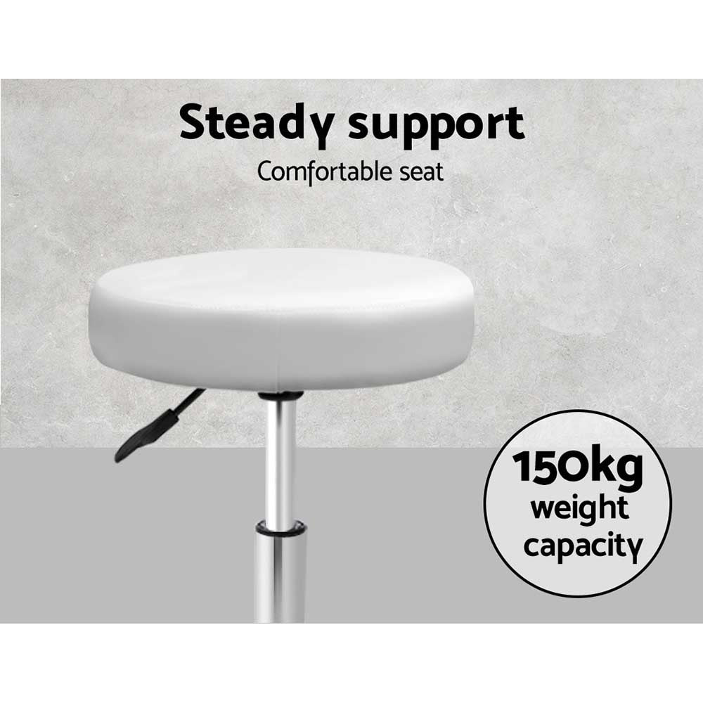Artiss 2x Salon Stool Round Swivel Chair White 5