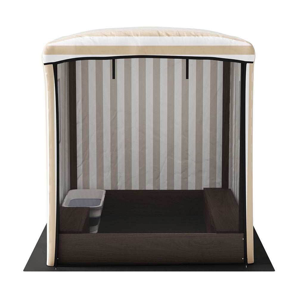 Keezi Kids Sandpit Wooden Sandbox Sand Pit with Canopy Window Water Basin 120cm 3
