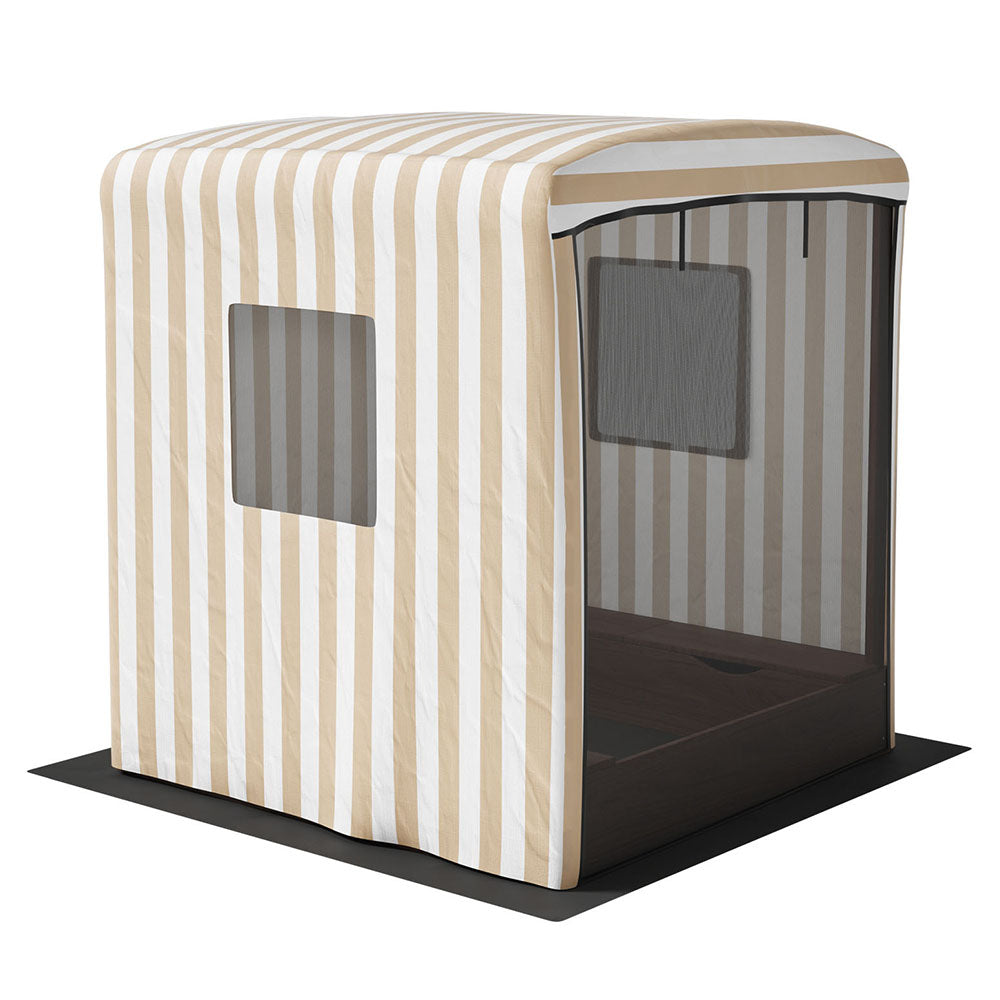 Keezi Kids Sandpit Wooden Sandbox Sand Pit with Canopy Window Water Basin 120cm 4