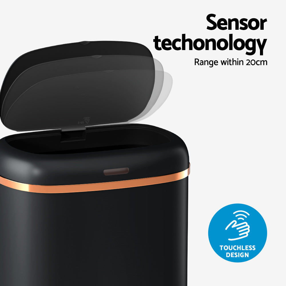 Devanti 38L Motion Sensor Bin Rubbish Automatic Black 4