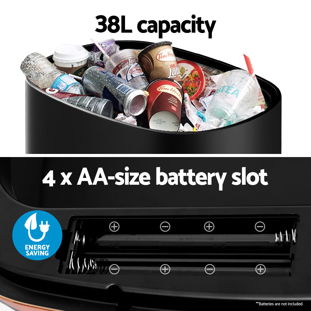 Devanti 38L Motion Sensor Bin Rubbish Automatic Black 6