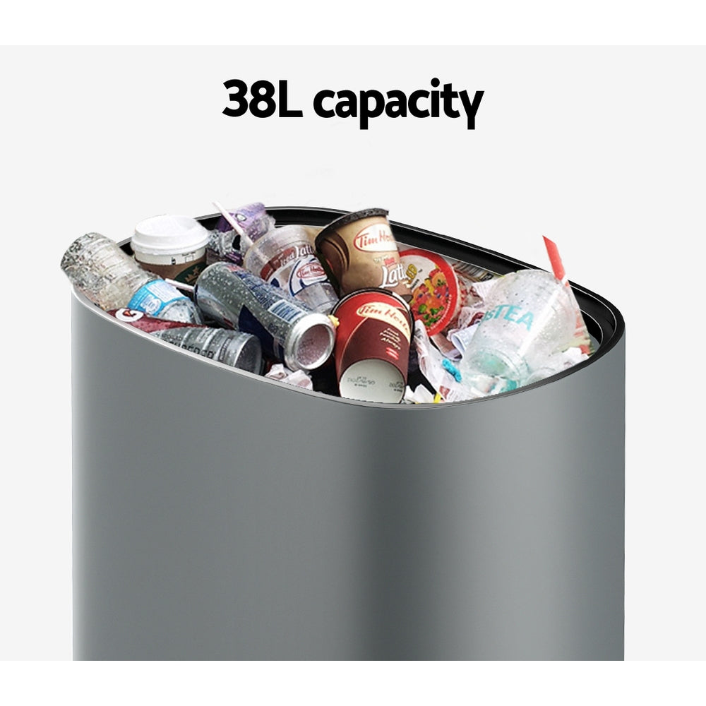 Devanti 38L Motion Sensor Bin Rubbish Automatic Grey 5