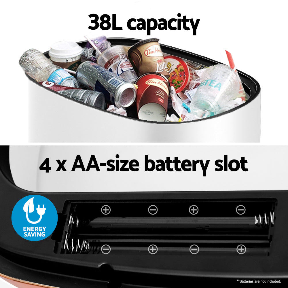 Devanti 38L Motion Sensor Bin Rubbish Automatic White 6