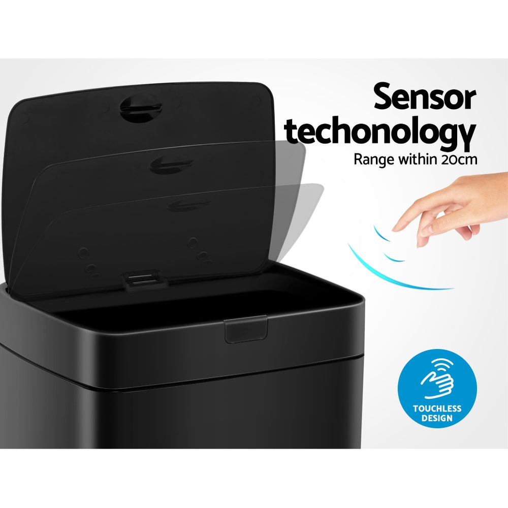 Devanti 45L Motion Sensor Bin Rubbish Automatic Black 4