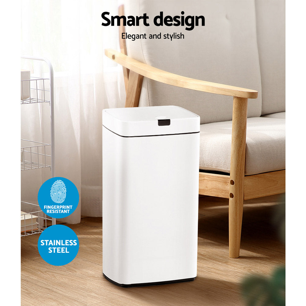 Devanti 45L Motion Sensor Bin Rubbish Automatic White 4