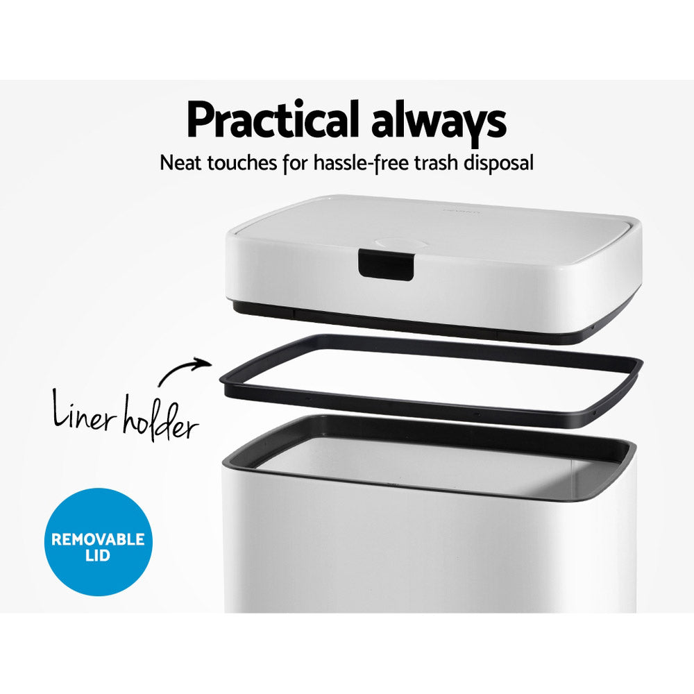 Devanti 45L Motion Sensor Bin Rubbish Automatic White 5