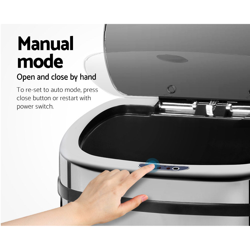 Devanti 50L Motion Sensor Bin Rubbish Automatic Silver 4