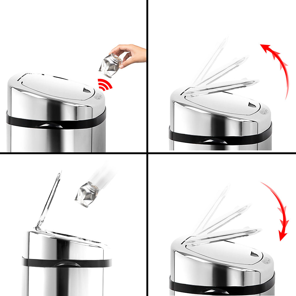 Devanti 50L Motion Sensor Bin Rubbish Automatic Silver 7