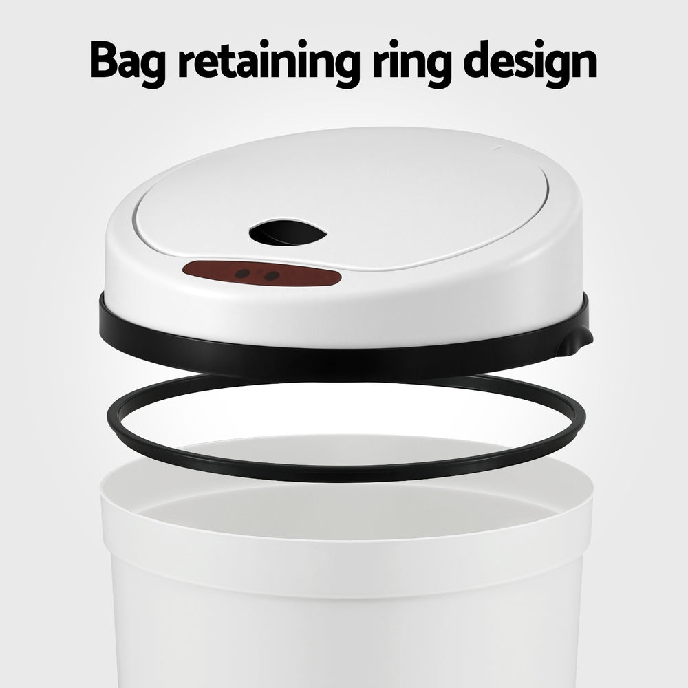 Devanti Sensor Bin Motion Rubbish Bins Kitchen Automatic Trash Can White 9L 5