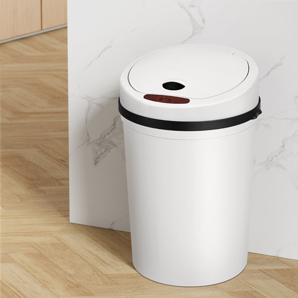 Devanti Sensor Bin Motion Rubbish Bins Kitchen Automatic Trash Can White 9L 7