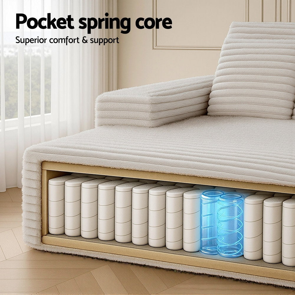 Artiss Sofa Bed Lounge Chair Recliner Couch Reading Chairs Sleeper Cloud Sofas Faux Fur Fabric 6