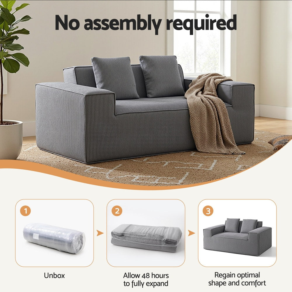 Artiss 2 Seater Sofa Loveseat Sofas Bed Couch No Assembly Corduroy Small Couches Apartement 5