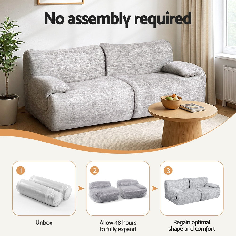 Artiss 2 Seater Sofa Modular Sectional Sofas Couch Bed No Assembly Living Room Grey 4