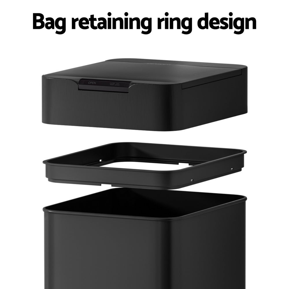 Devanti 50L Sensor Bin Motion Rubbish Bins Kitchen Automatic Trash Can Black 5