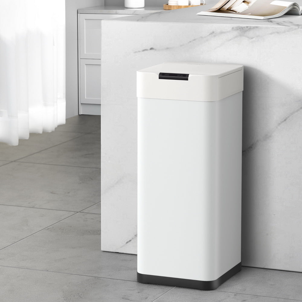 Devanti 50L Sensor Bin Motion Rubbish Bins Kitchen Automatic Trash Can White 7