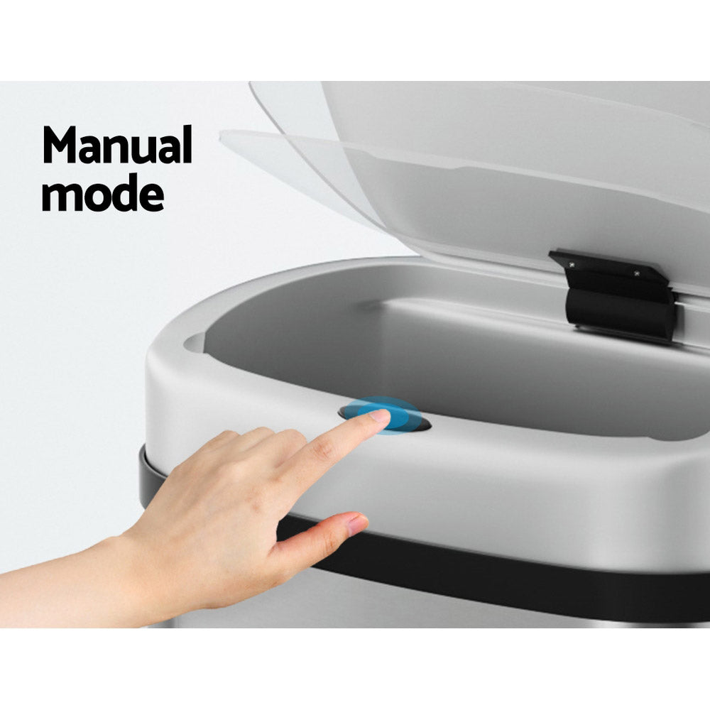 Devanti 50L Sensor Bin Motion Rubbish Automatic Silver 5